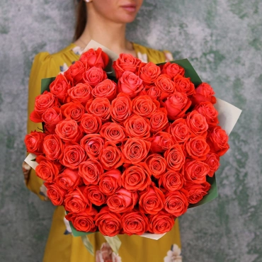 Оранжевые розы Вау (60 см)