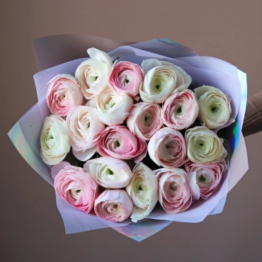 Букет из нежно-розовых итальянских ранункулюсов