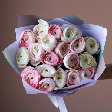 Букет из нежно-розовых итальянских ранункулюсов