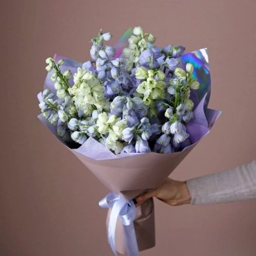 Бело-голубой букет дельфиниума