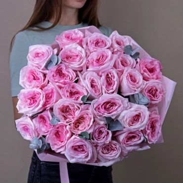 Пинк охара большой букет с эвкалиптом