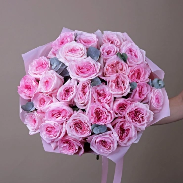 Пинк охара большой букет с эвкалиптом