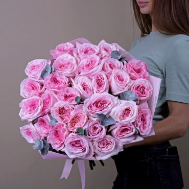 Пинк охара большой букет с эвкалиптом