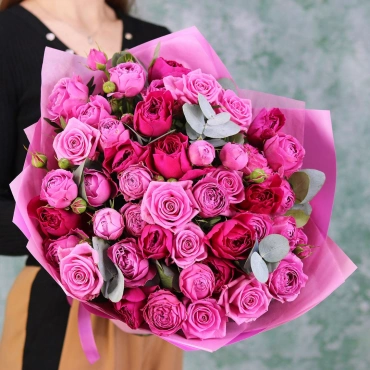 Микс малиновые розы