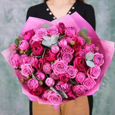 Микс малиновые розы