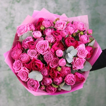 Микс малиновые розы