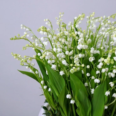 Композиция с ландышами в кашпо