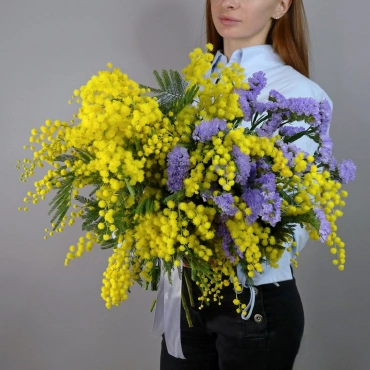 Букет мимоза со статицей