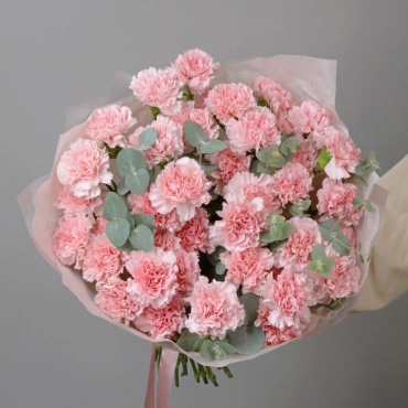 Гвоздика с эвкалиптом букет