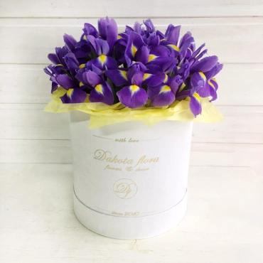 Ирисы в белой коробочке