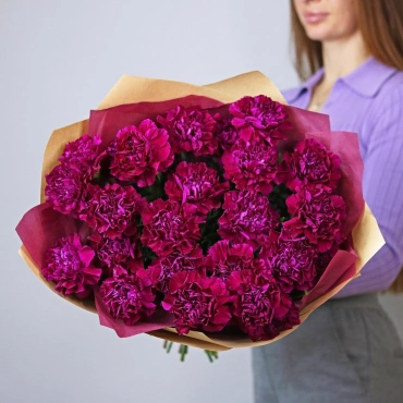 Букет гвоздик фуксия