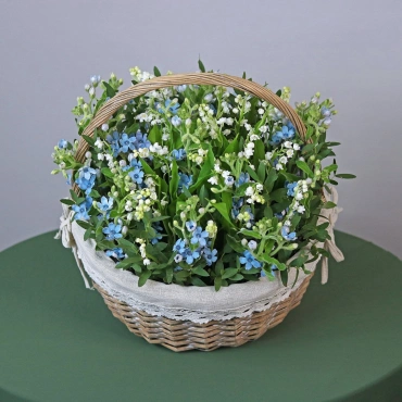 Корзина с ландышами и оксипеталумом