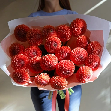 Оранжевые георгины букет